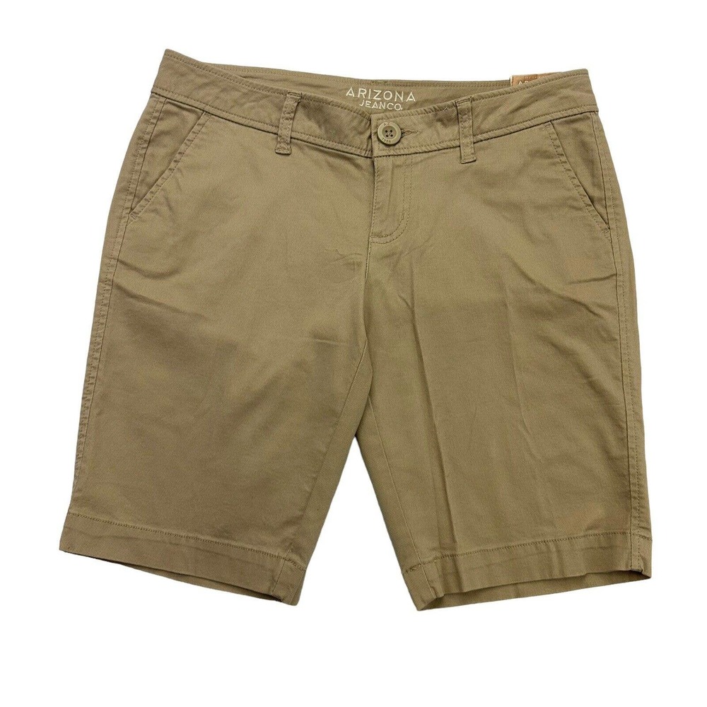 Arizona Jeans Co Shorts Womens 9 Brown Bermuda Flat Front Stretch Low Rise NWT